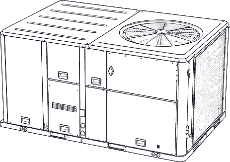 Line drawing of a packaged rooftop unit